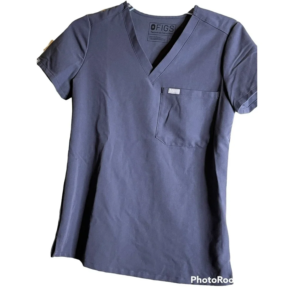 figs technical collection top XXS v neck short sleeves polyester blend - Picture 3 of 3